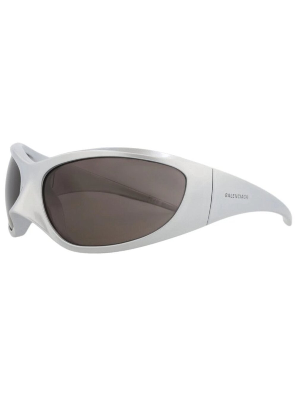 New Balenciaga Women's Sunglasses Shield Wrap Bio Injection Frame Silver Silver